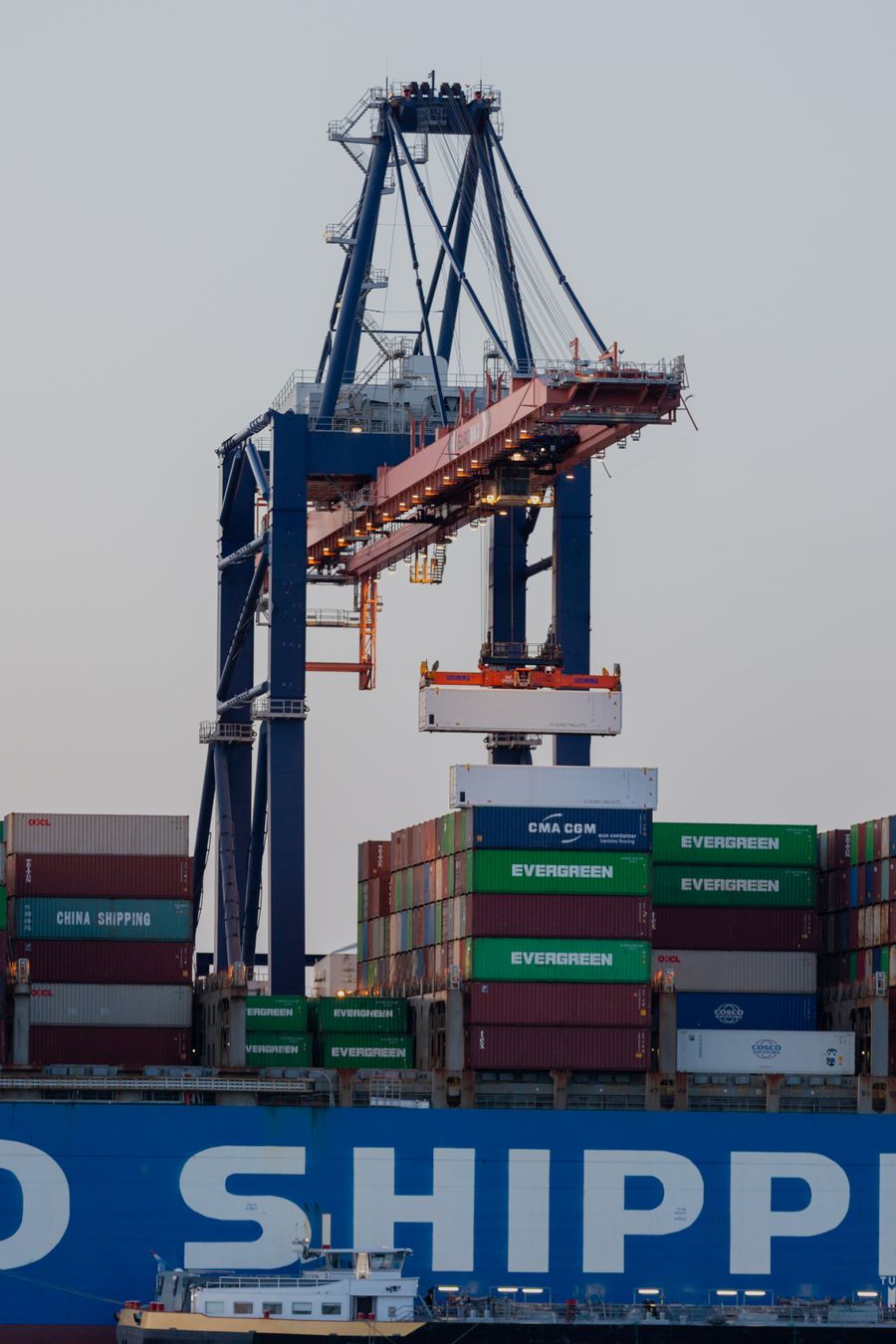 Port of Rotterdam container terminal at twilight